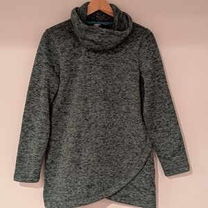 Lands' End Green Marled Cowl Neck Sweater